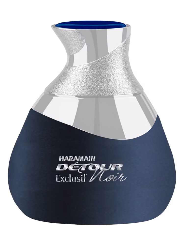 Al Haramain Detour Noir Exclusif Eau de Parfum, frasco y caja